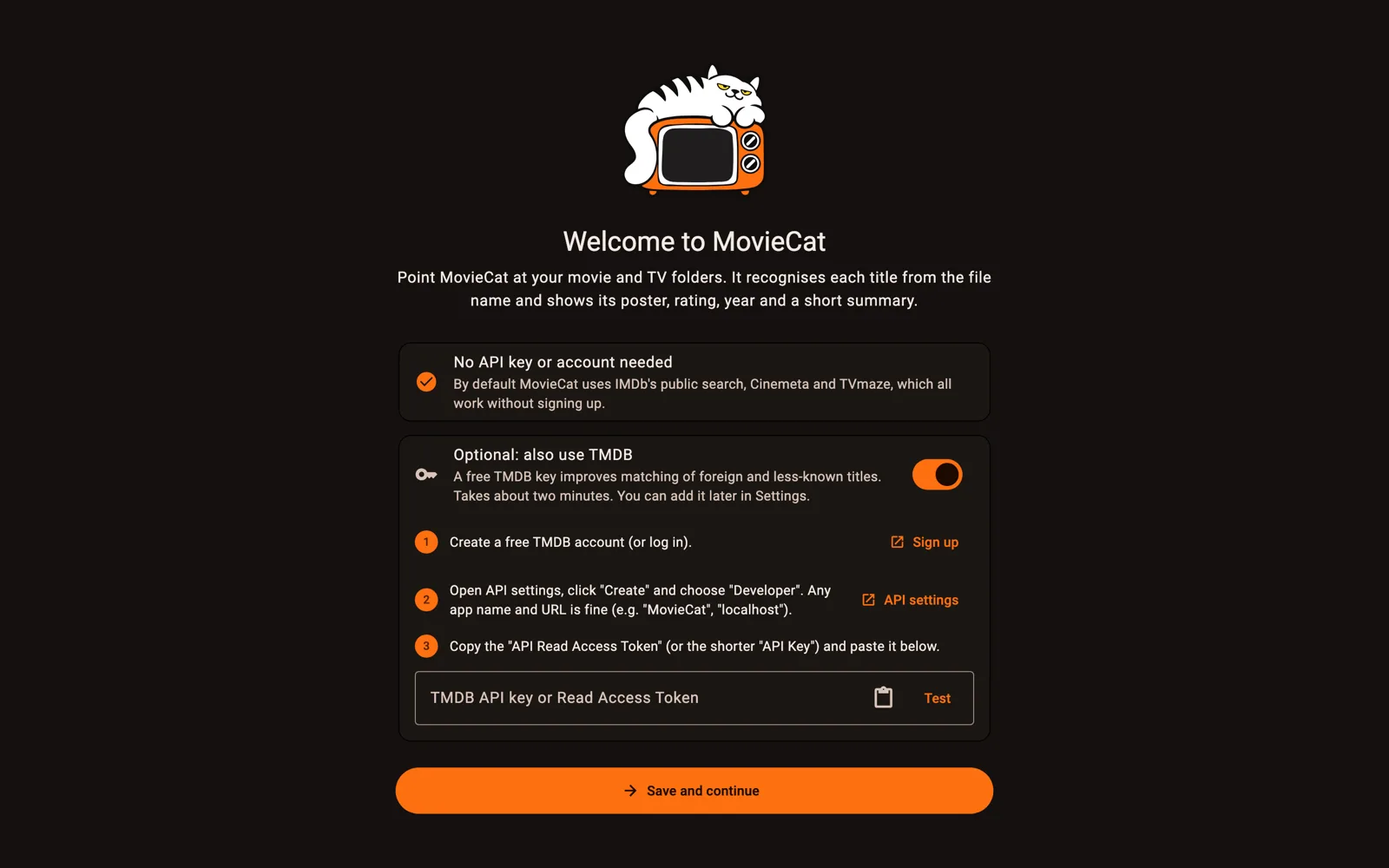 MovieCat welcome screen